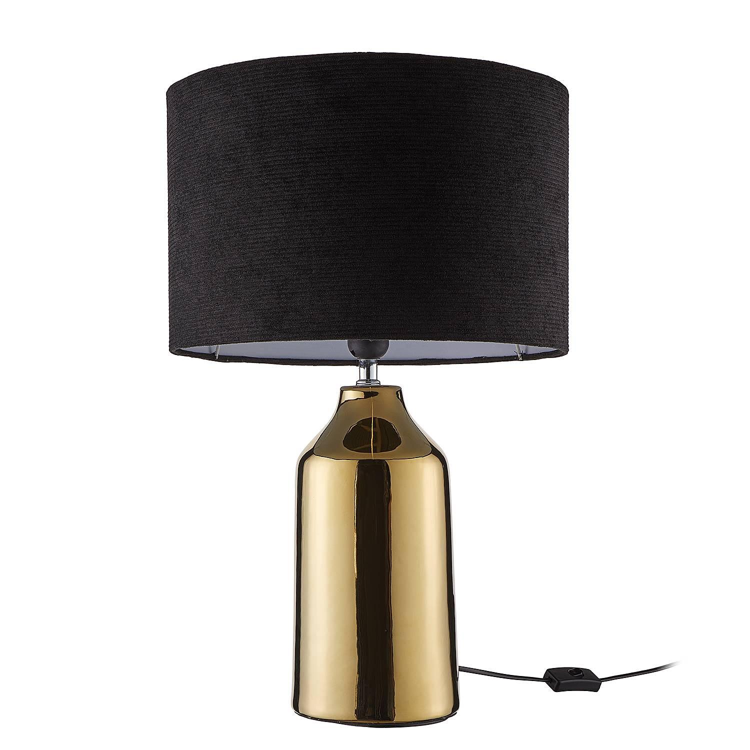Table lamp FRONT ROW Ceramic Textile Black Gold 1