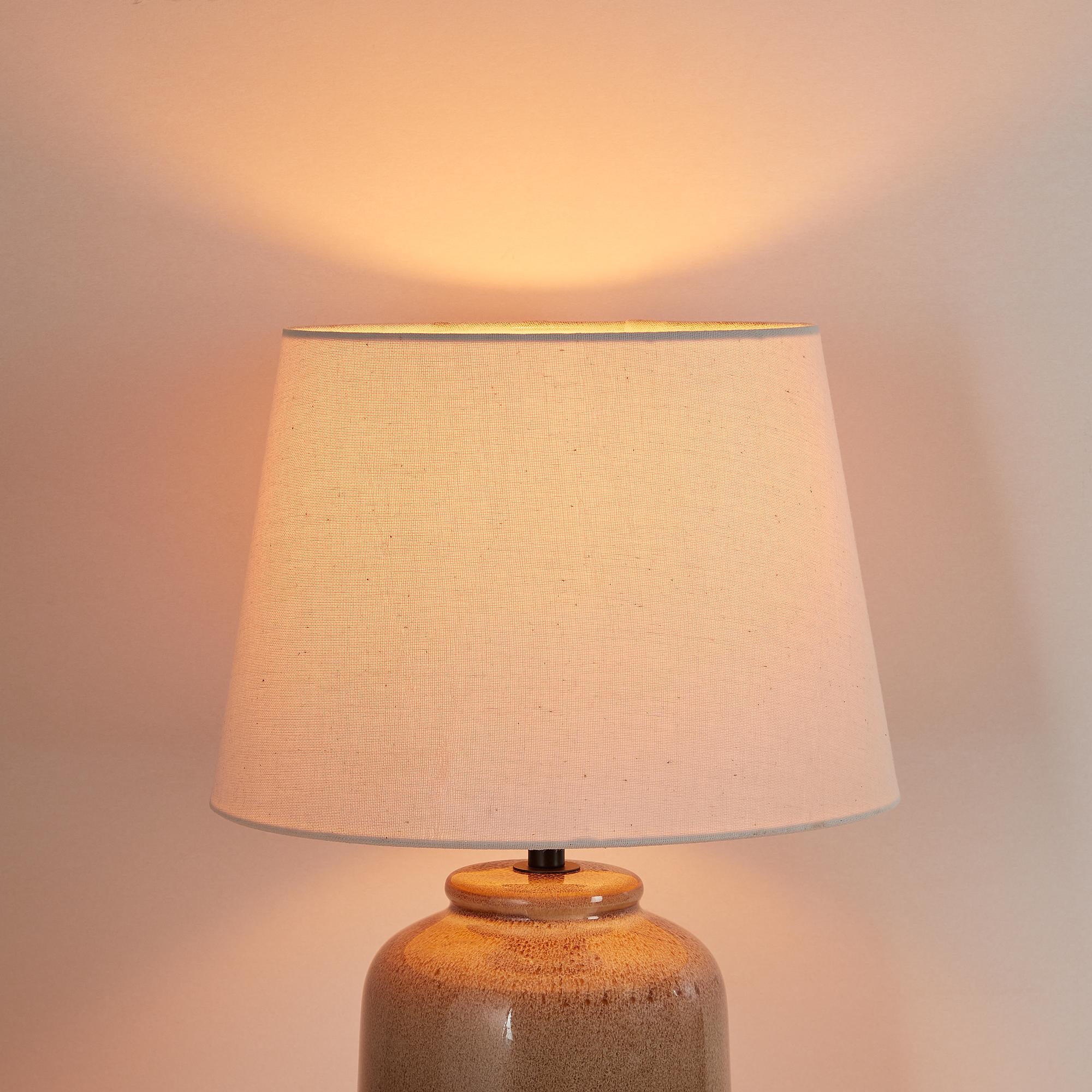 Verice Tischleuchte Leinen Keramik Creme Taupe 2