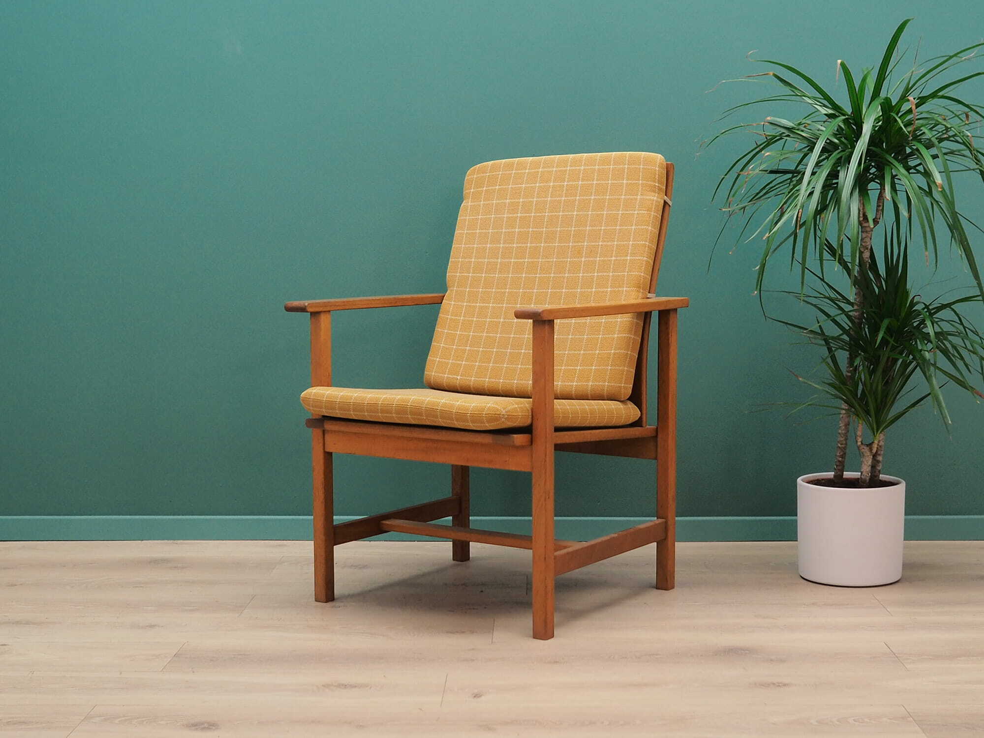 Armchair Teak wood Textile Yellow 1970s 7
