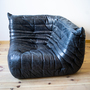 Togo Ecksofa Pull-Up-Leder Schwarz 0