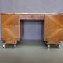 Vintage Schreibtisch Nussbaumholzfurnier Braun 1960er Jahre 5