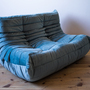Togo Sofa 2-seater velvet azure blue 1