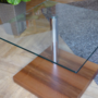 Beistelltisch Glas Holz Braun  0