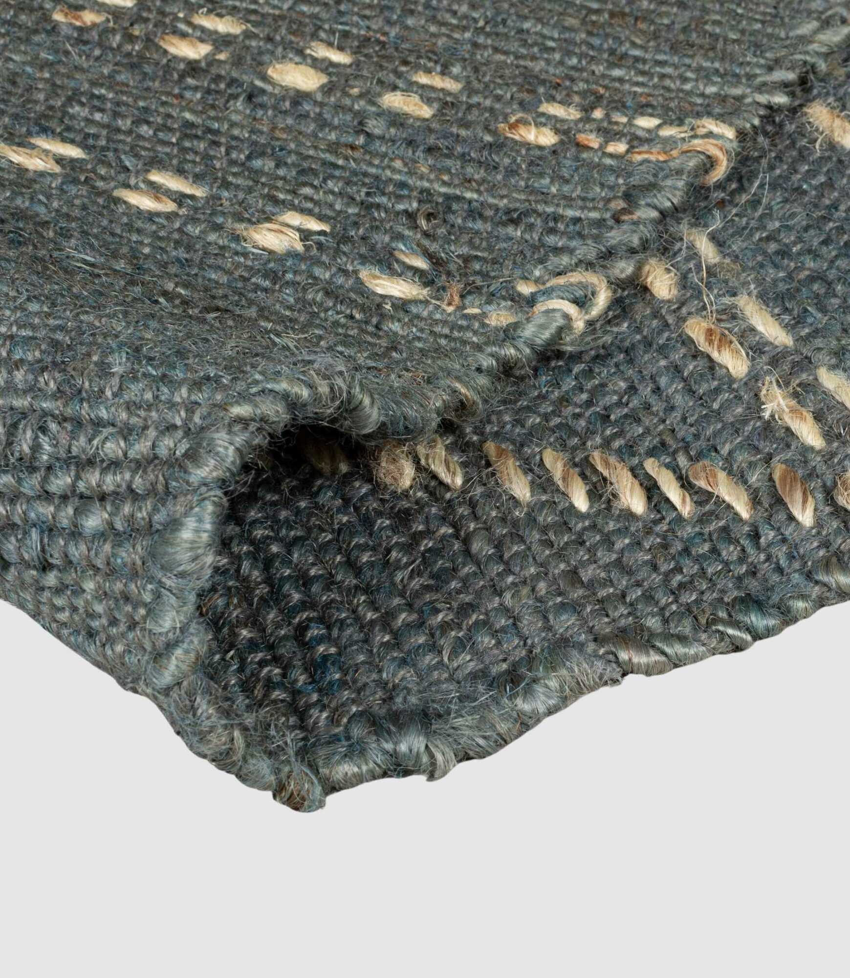 Jute-Teppich Rhombi Handgewebt Blau 120x170 2