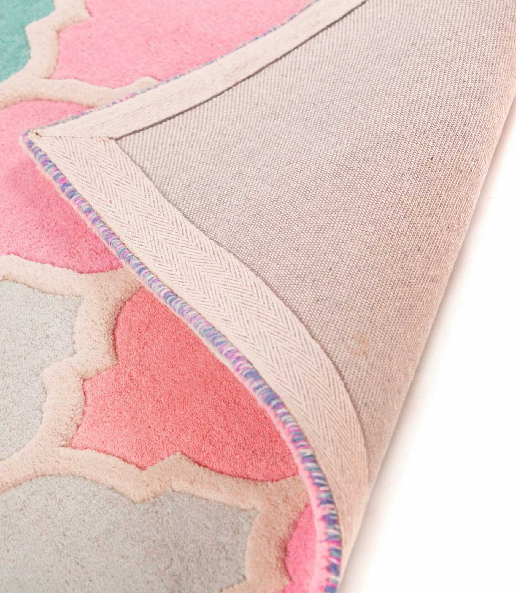 Wollteppich Rosella Handgefertigt Pink/Blau 120 x 170 cm 3