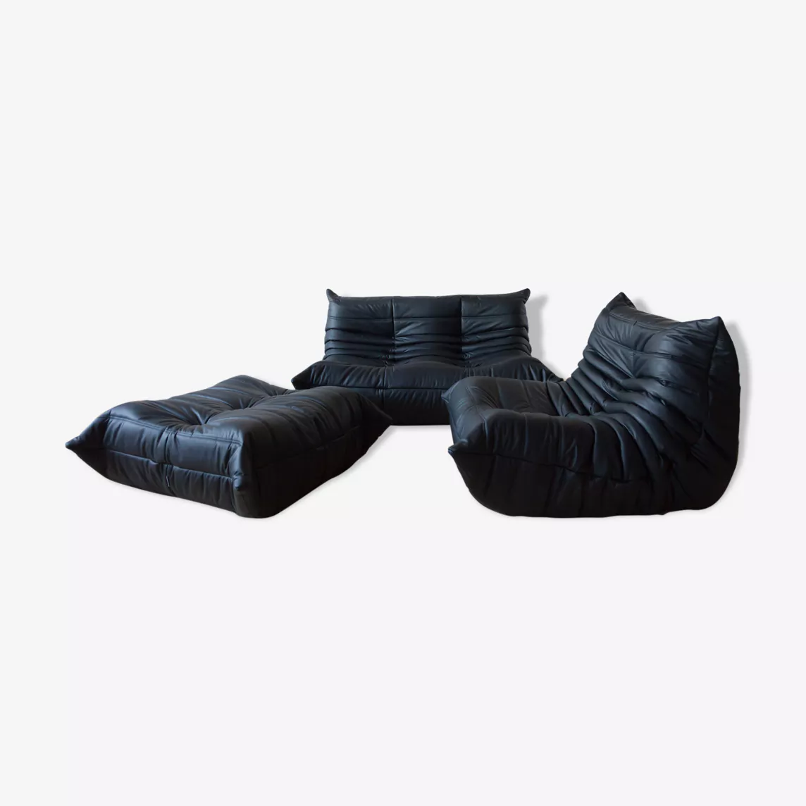 Togo Lounge Set 3-pc. Madras Leather Black 0