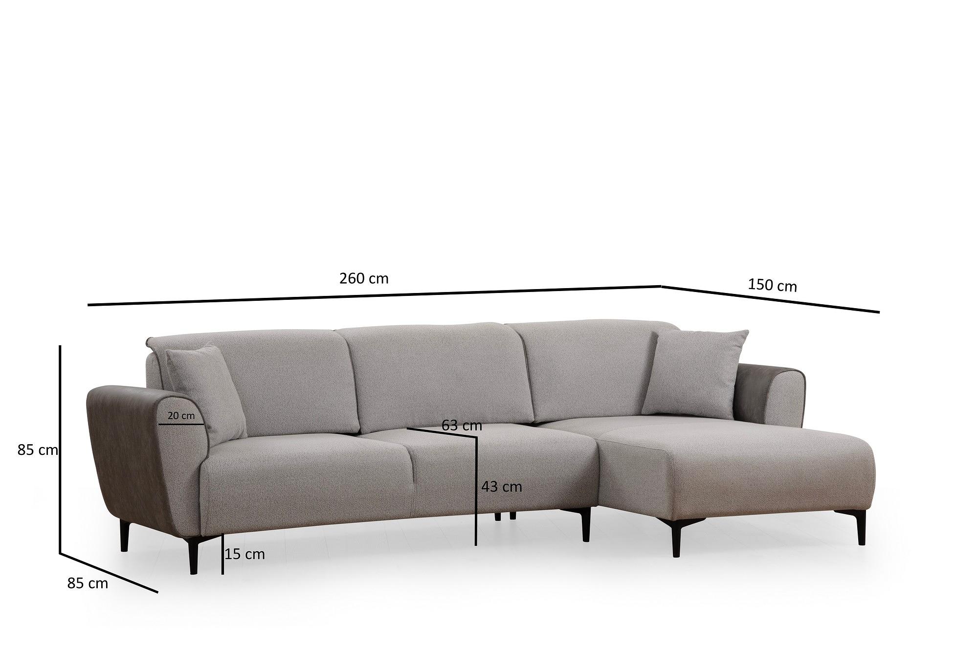 Aren Rechts Ecksofa Grau 9