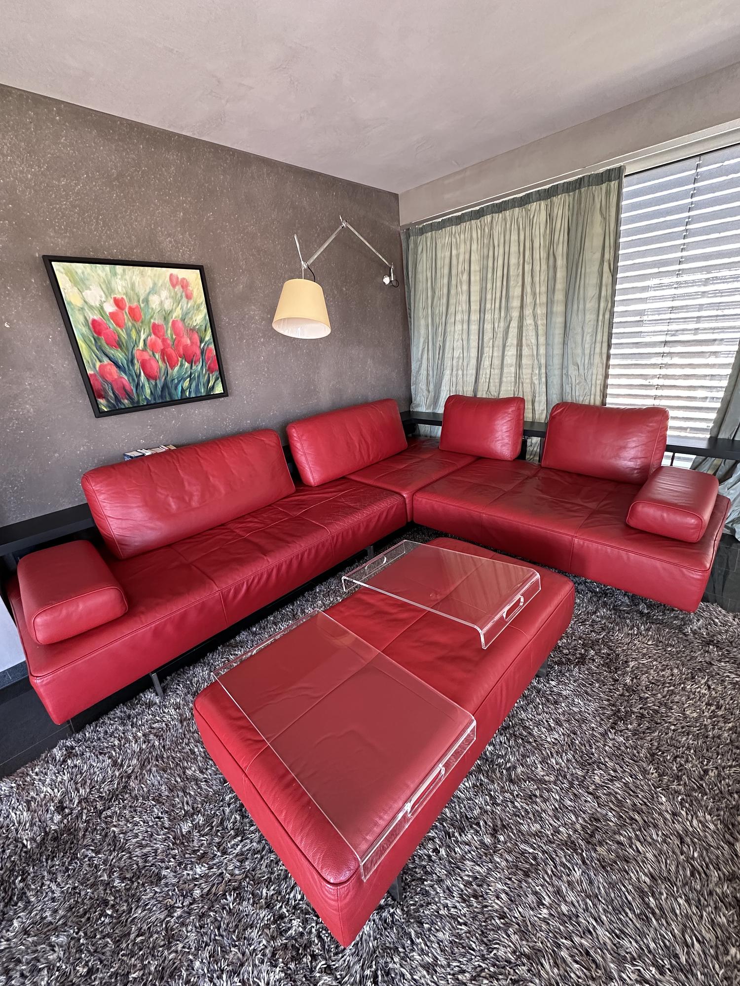 Corner Sofa Dono Leather Red 0