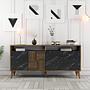 Milan Sideboard Walnussbraun Marmoroptik Schwarz 160cm 0