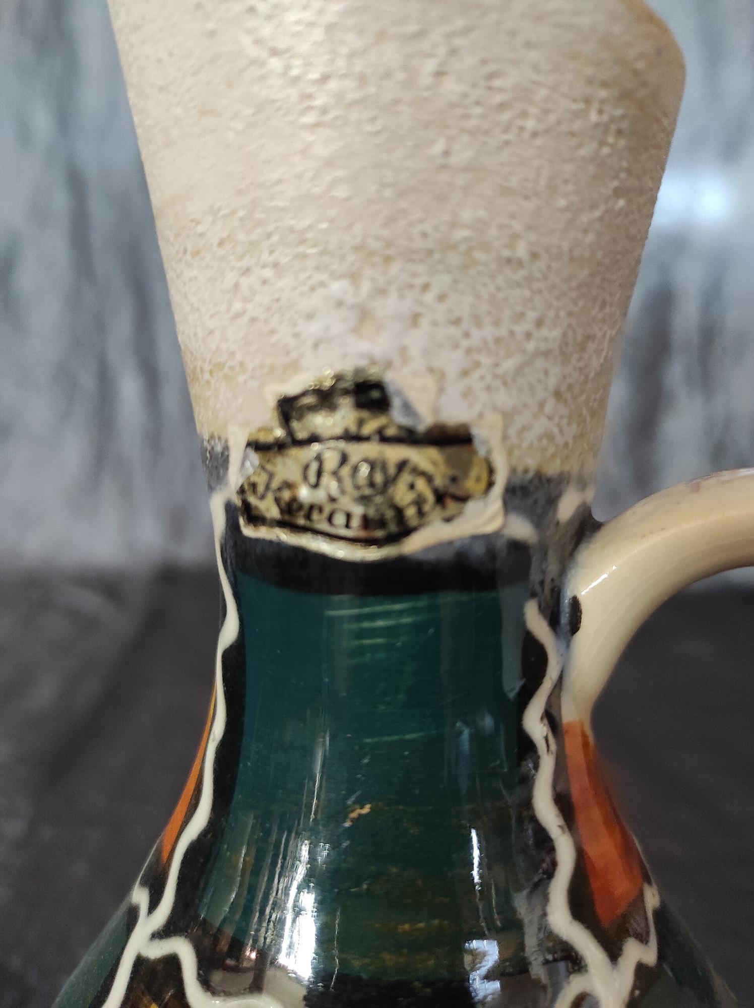 Vintage Keramikvase Beige Braun 3