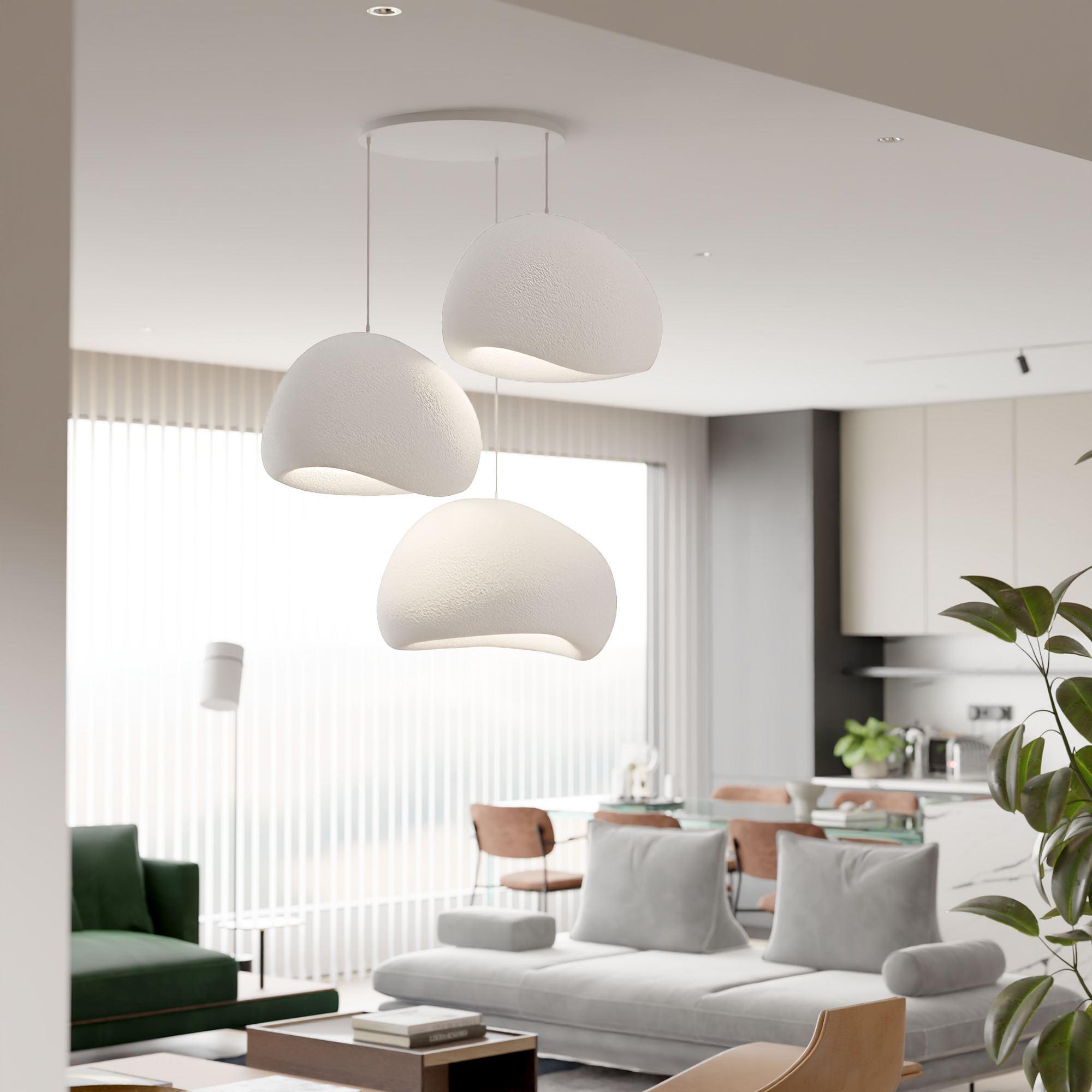 3-Flammig Wabi Sabi Claylights Pendelleuchte Weiß 3