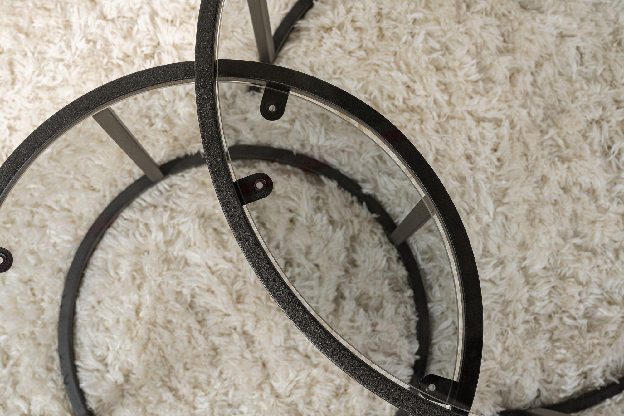 2x Aurum Set di tavolini da salotto Oro Trasparente Ø80cm Ø60cm Ø42cm 5