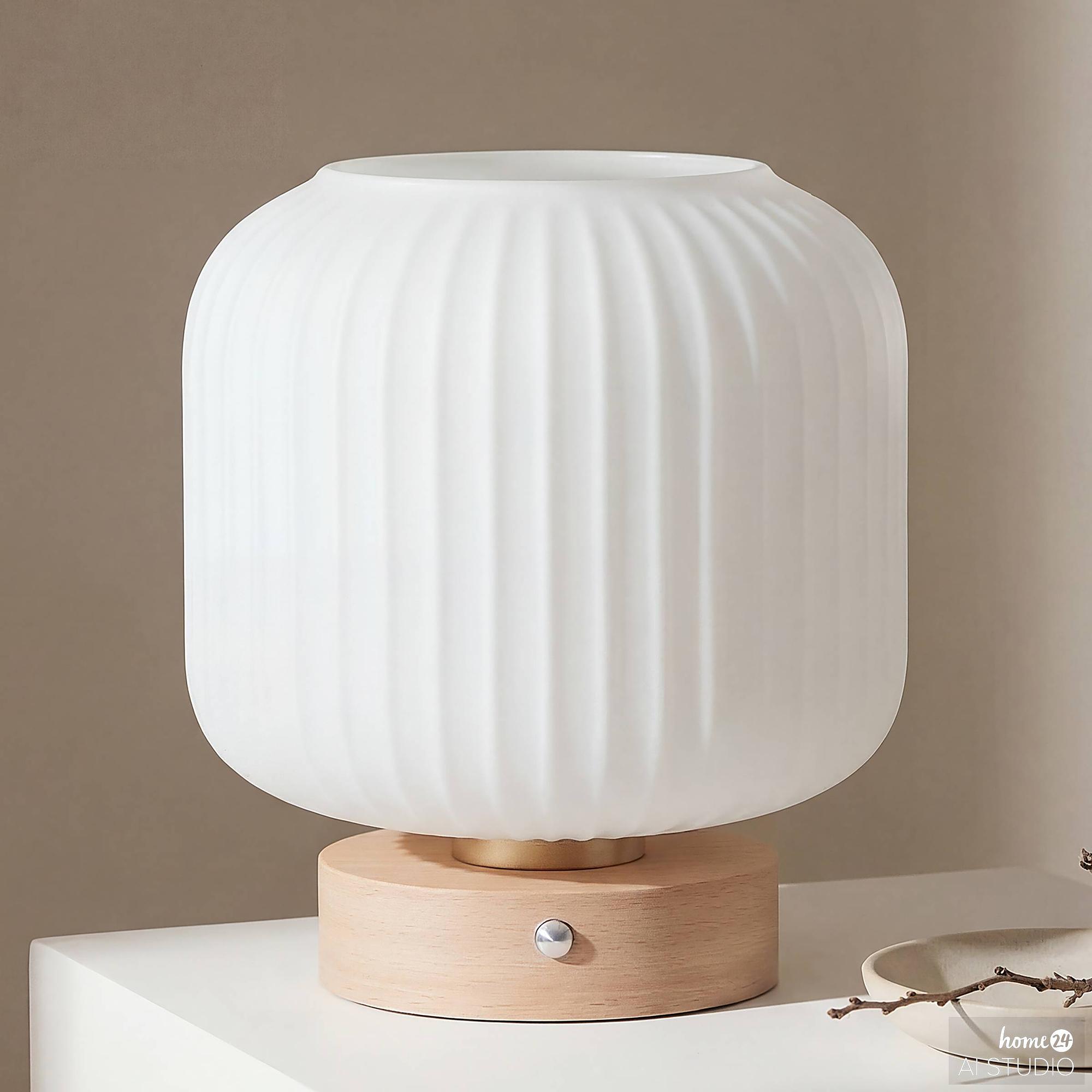 Marl Akku-Tischleuchte Opalglas Pinie Massiv Weiß 1