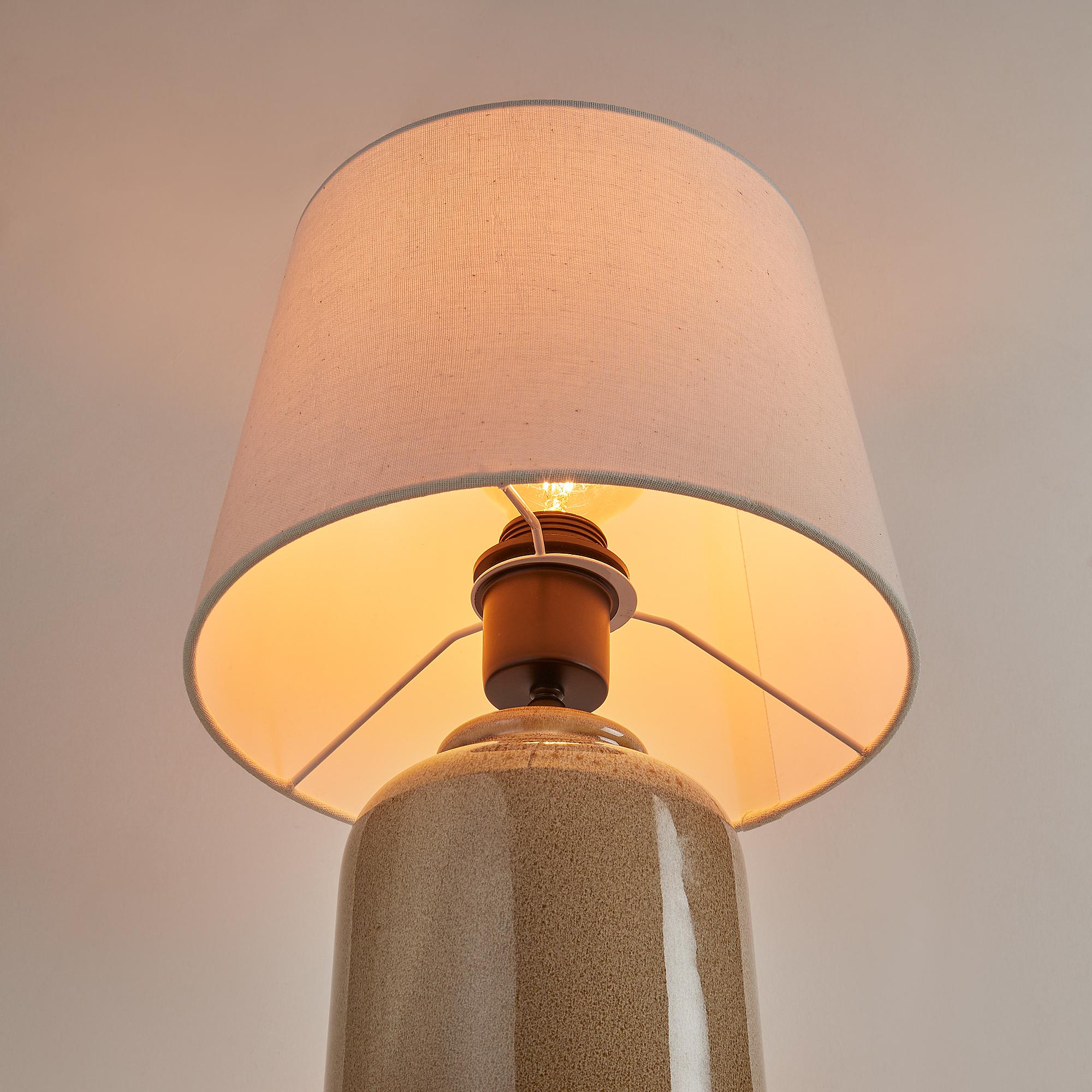 Verice Tischleuchte Leinen Keramik Creme Taupe 3