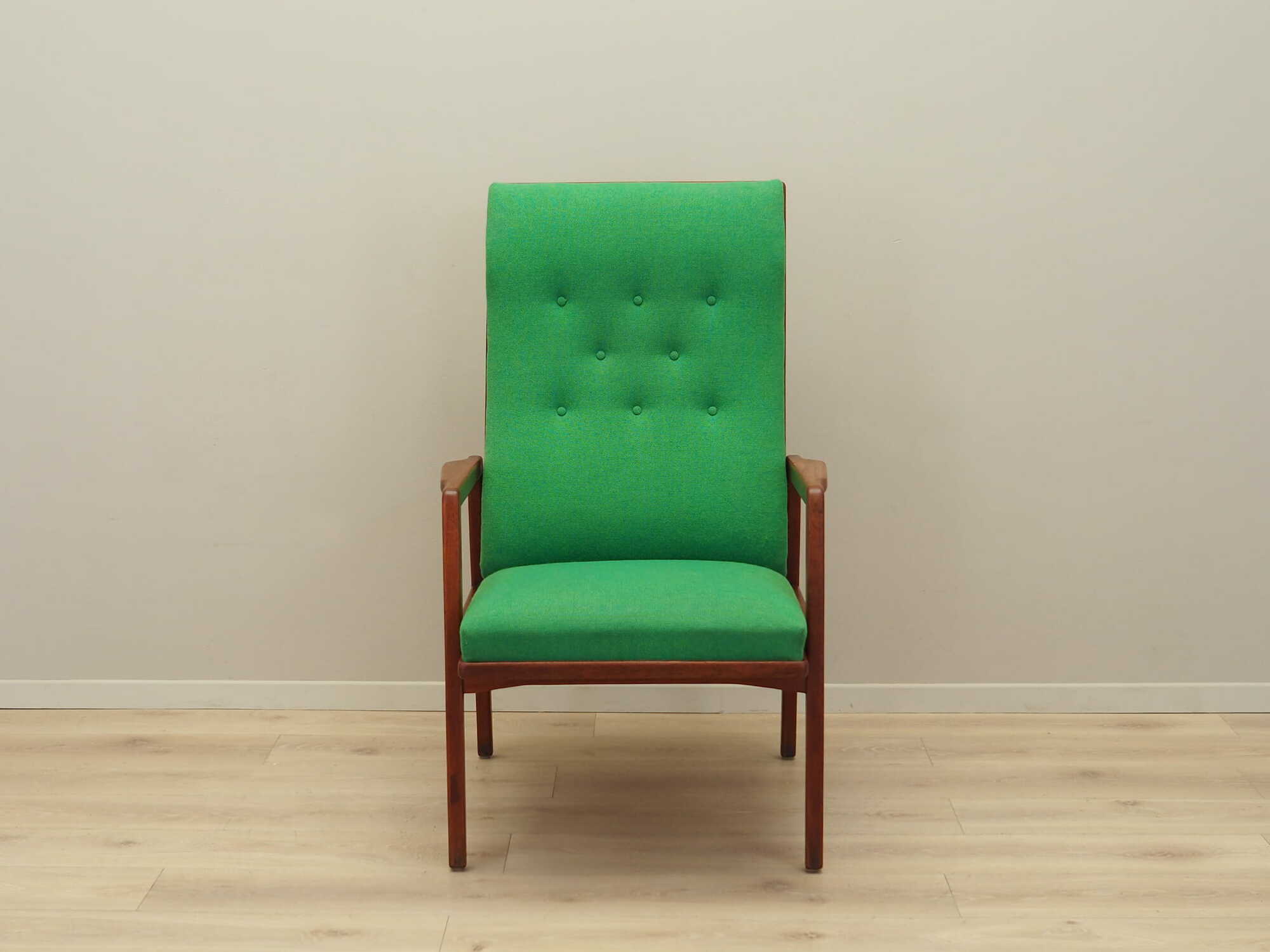 Armchair Teak wood Textile Green 1970s 1