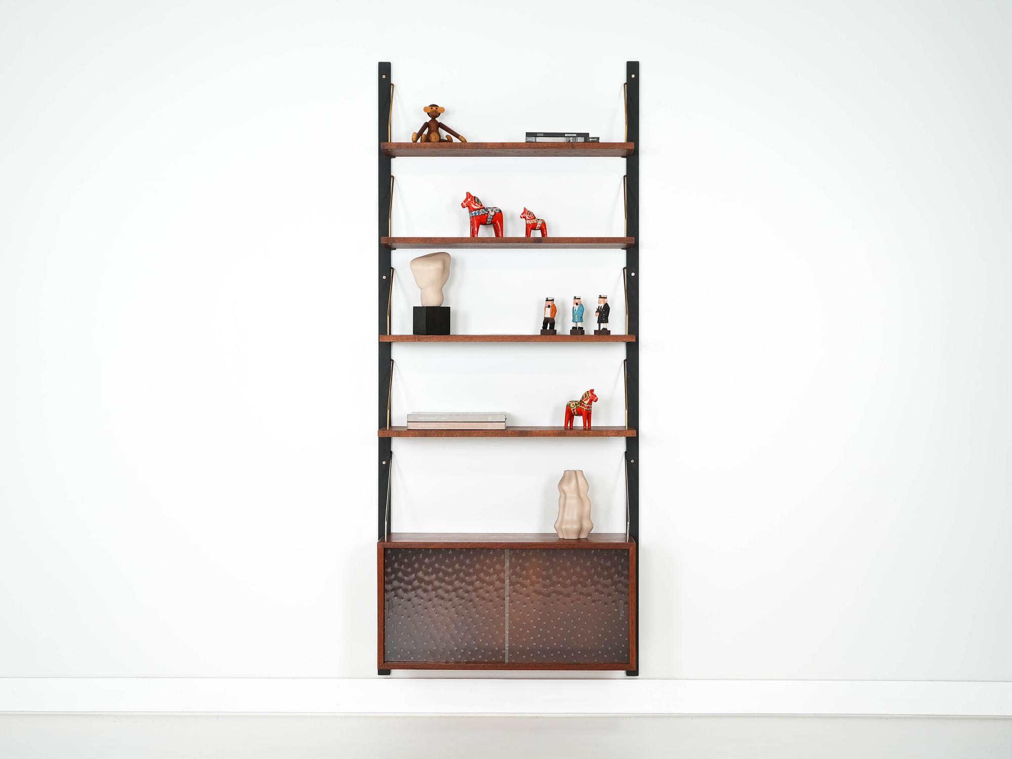Teak wall unit brown 1960s 1