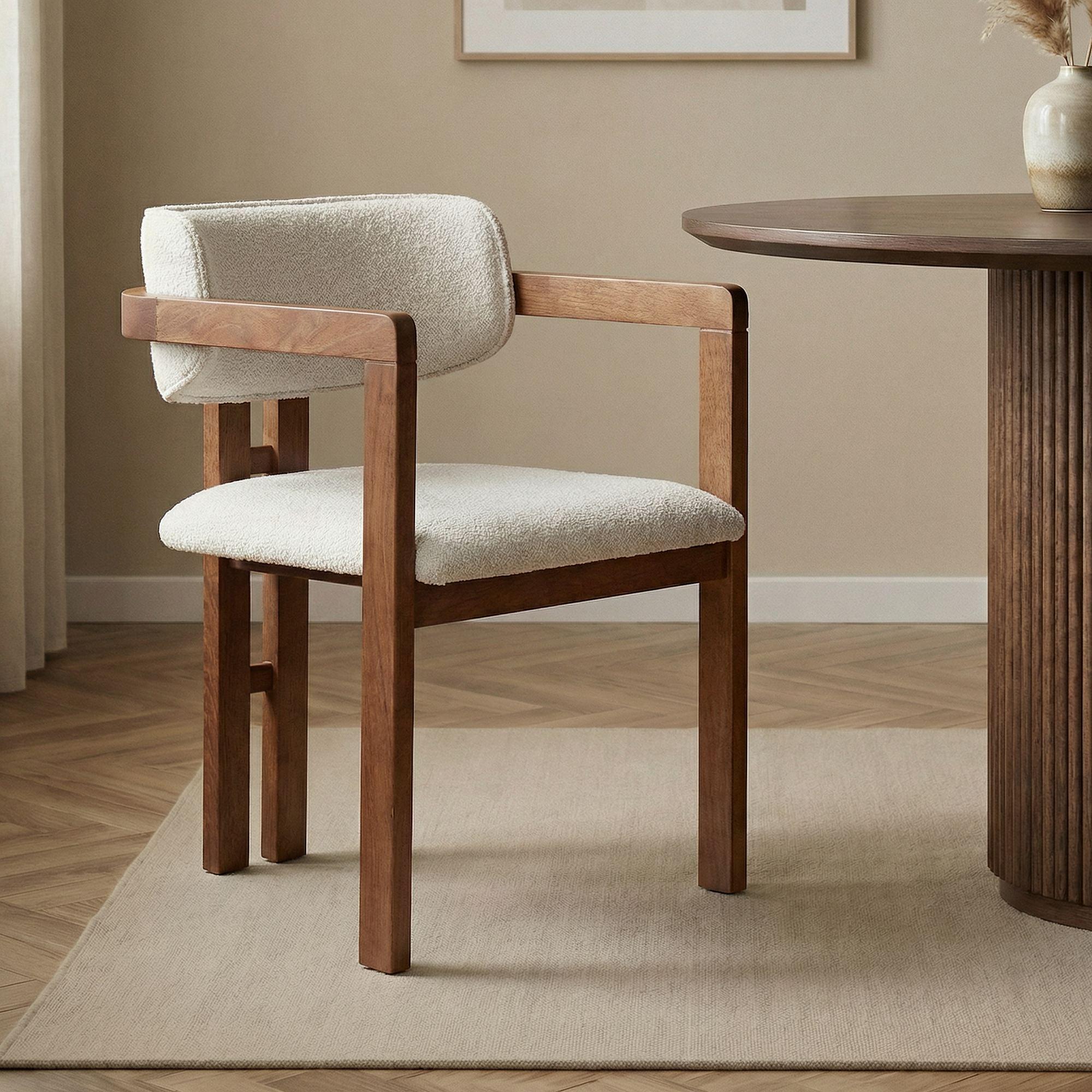 Tuscany Armchair Solid Beech Wood White Walnut 1