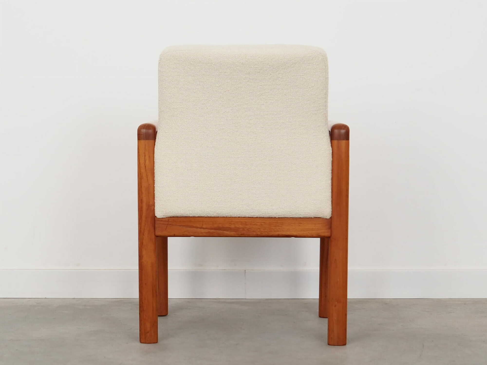 Vintage Stuhl Teakholz Textil Weiß 1970er Jahre  4