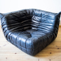 Togo Ecksofa Pull-Up-Leder Schwarz 1