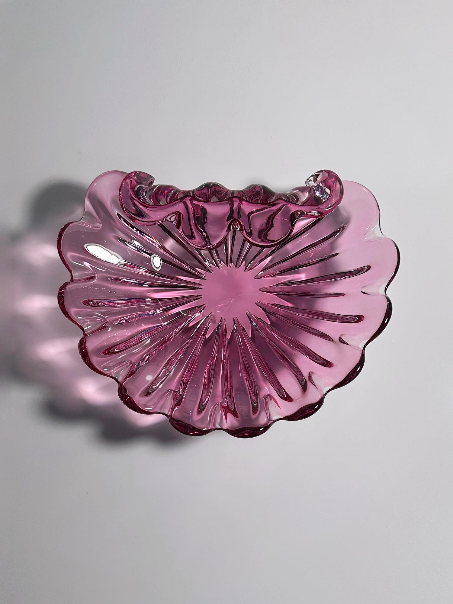 Vintage Shell Fruit Bowl Glass 1970s 4