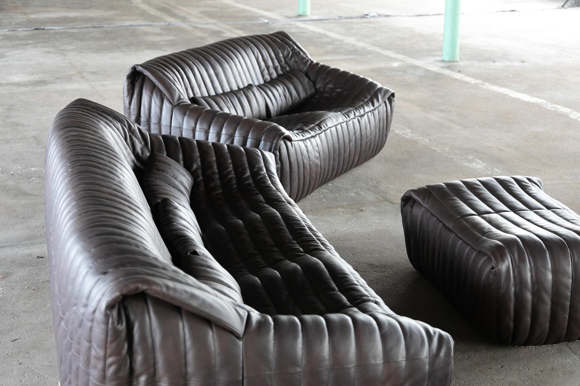 Sandra Set Lounge 2 pz. pelle liscia marrone cioccolato 3