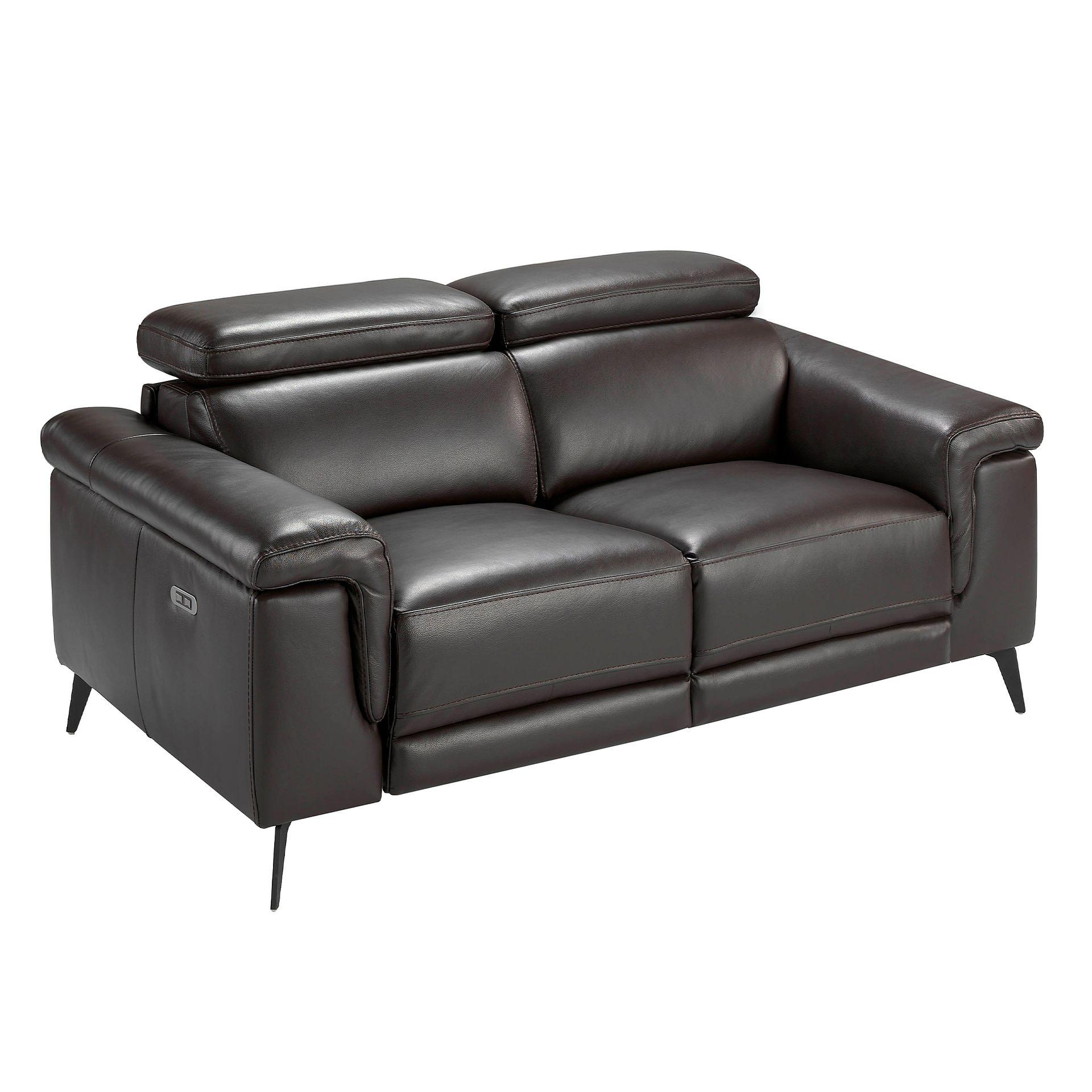 Sofa 2-seater with relax function leather chocolate brown 0
