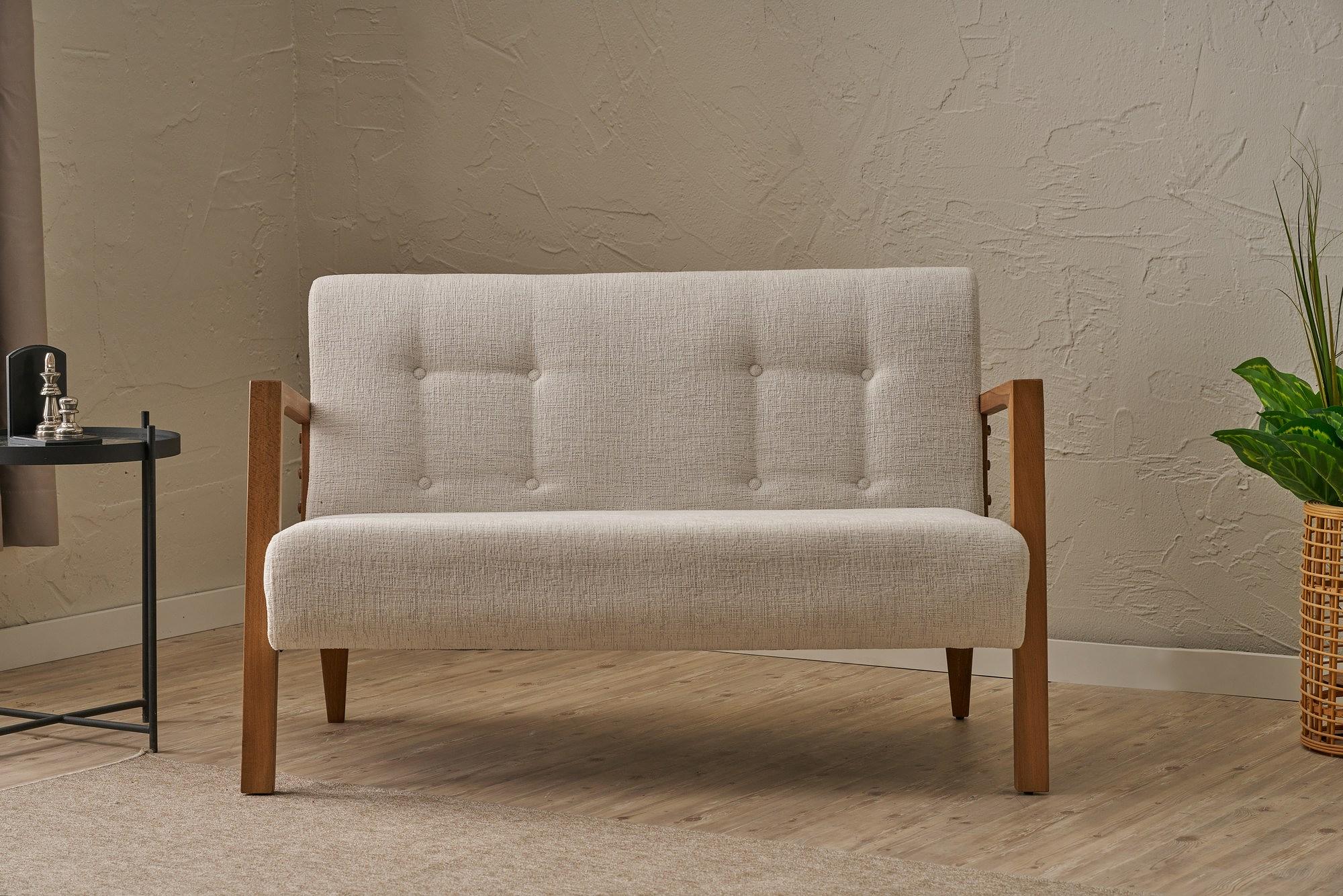 Kemer Sofa Buchenholz Cream 1