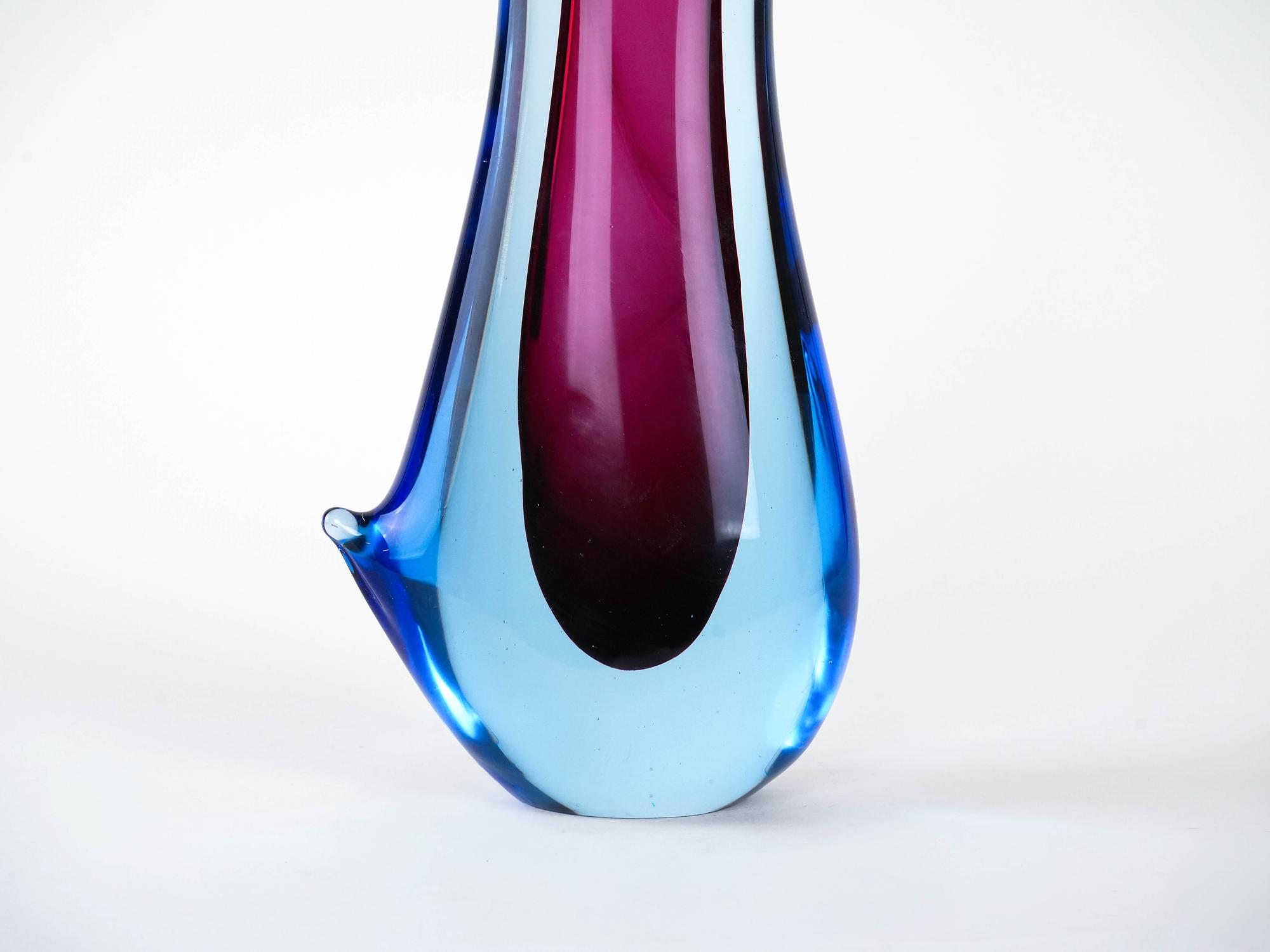 Vase Murano glass Blue 1960s 5