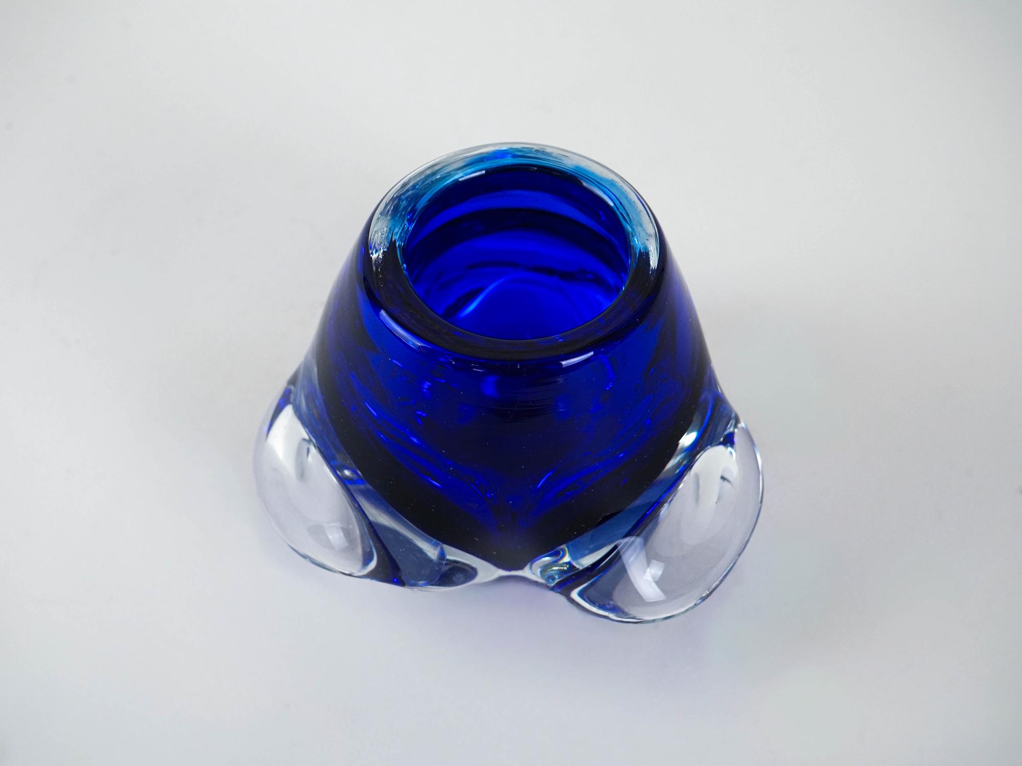 Cobalt glass candlestick Blue 1960s 4