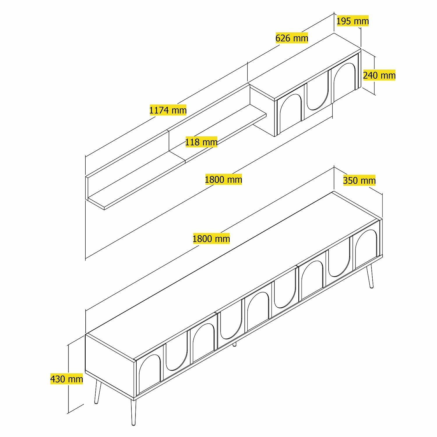 Lyon 2 TV-Schrank Holzfurnier Atlas Gold 6