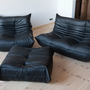 Togo Lounge Set da 3 pezzi in pelle Madras nera 1