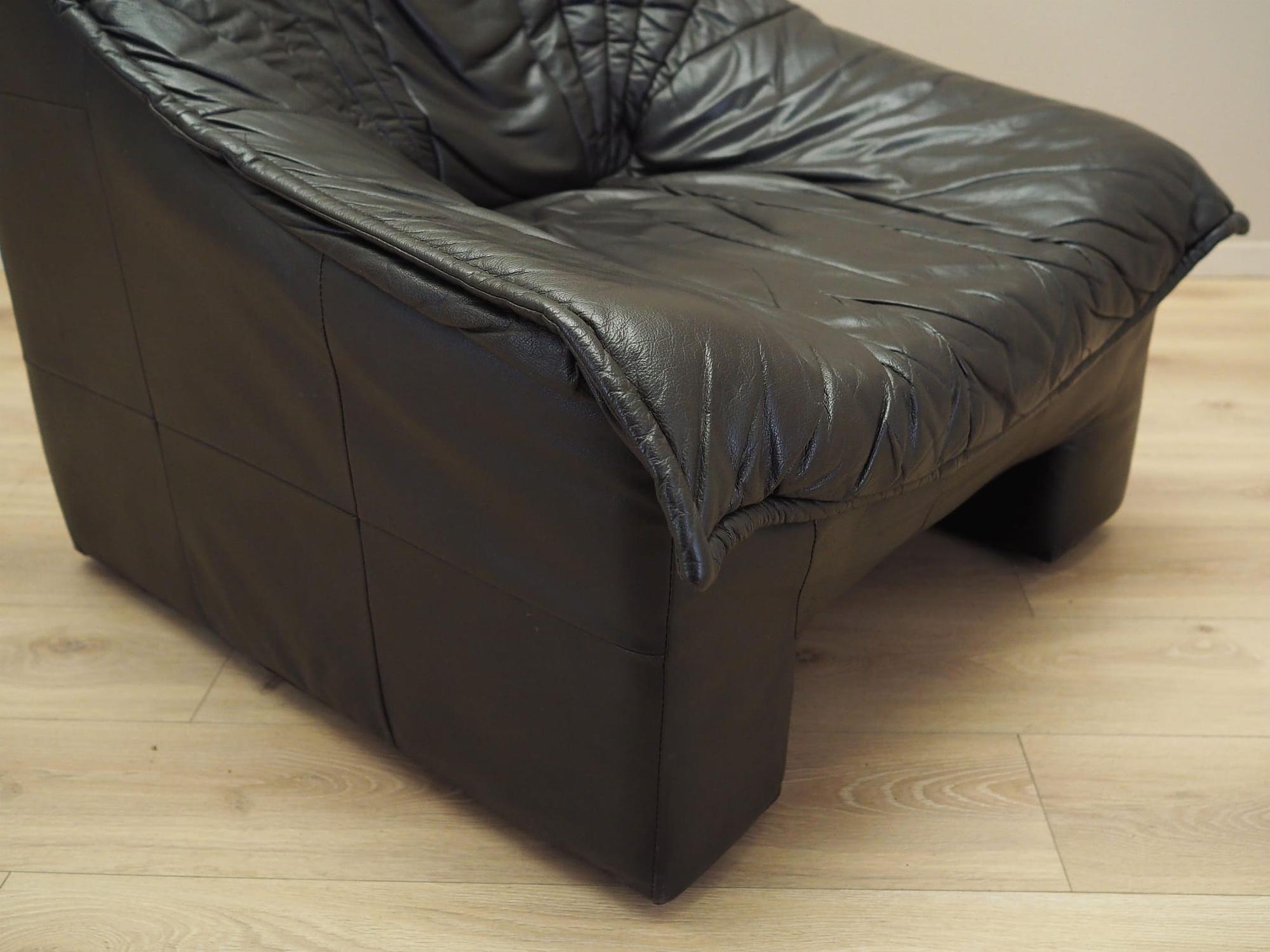 Armchair Leather Black 1960s 12