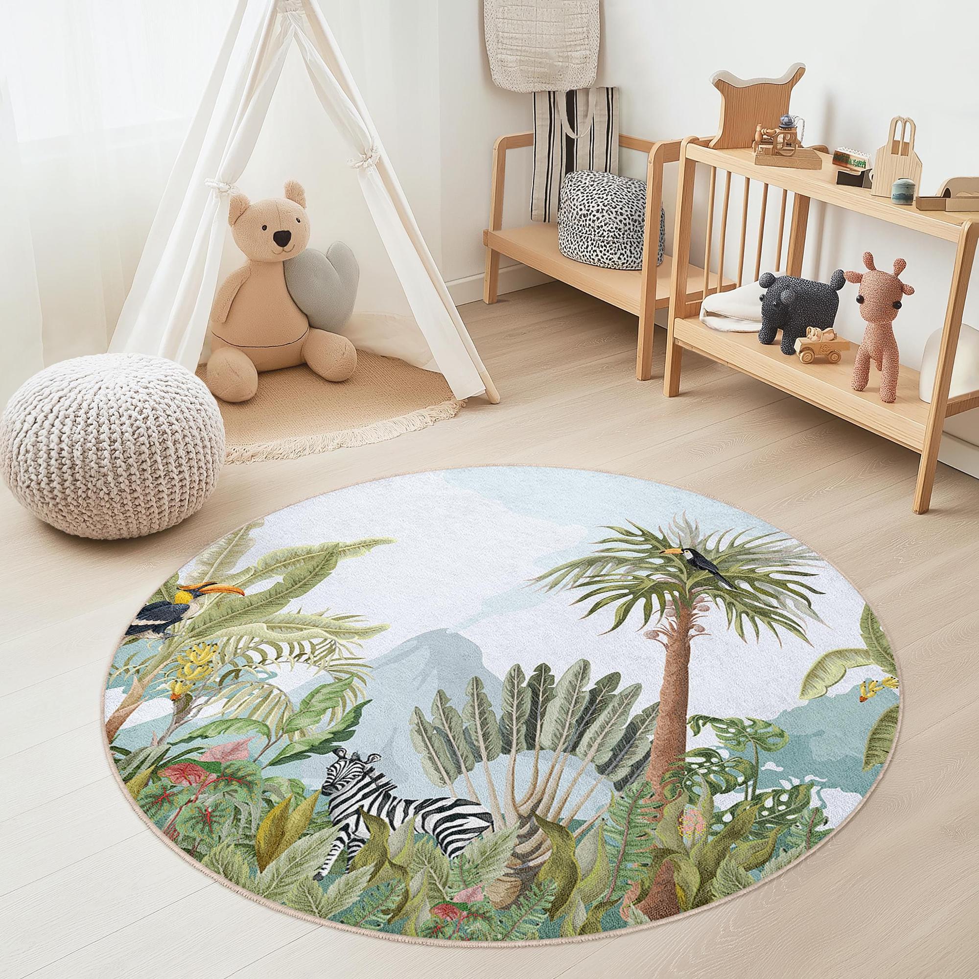 Tappeto per bambini giungla tropicale multicolore ⌀150cm 3