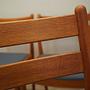 6x Vintage Chair Teak Wood Textile Brown 1970s 12