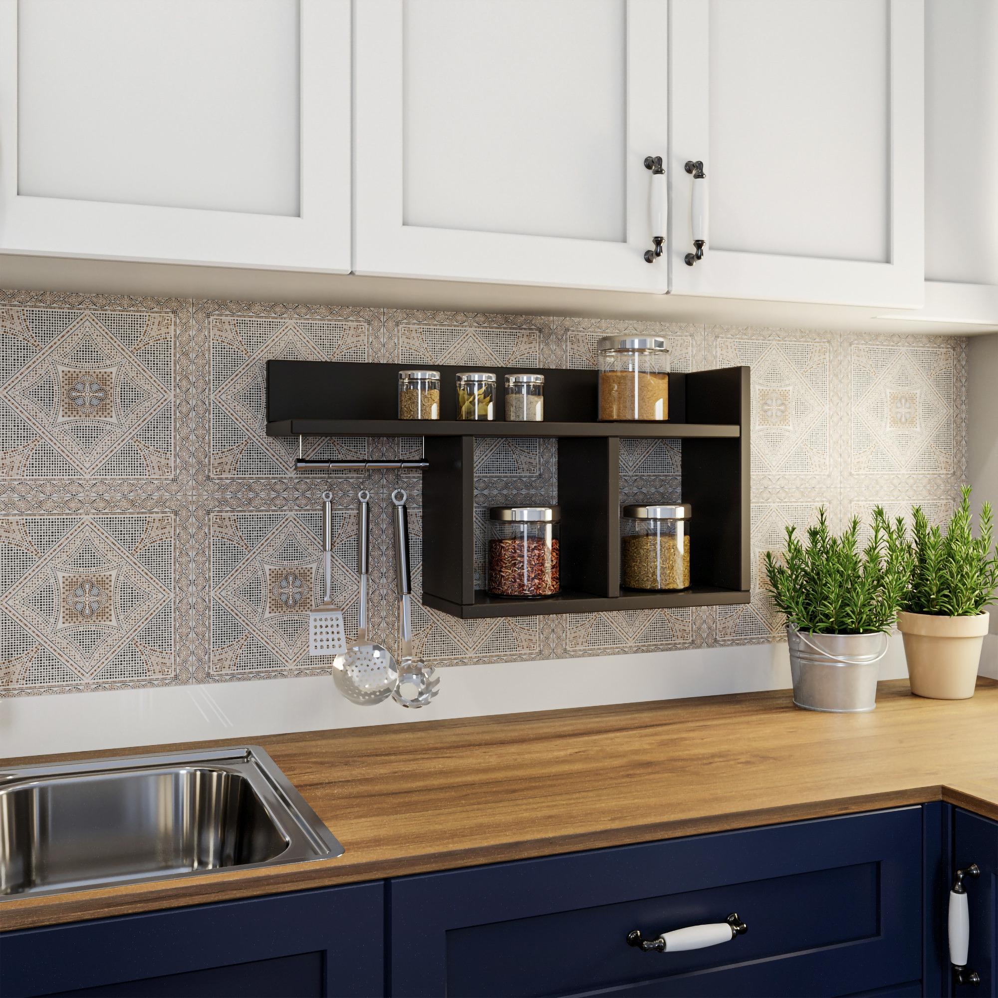 Pare Wandregal Holzfurnier Anthrazit 0