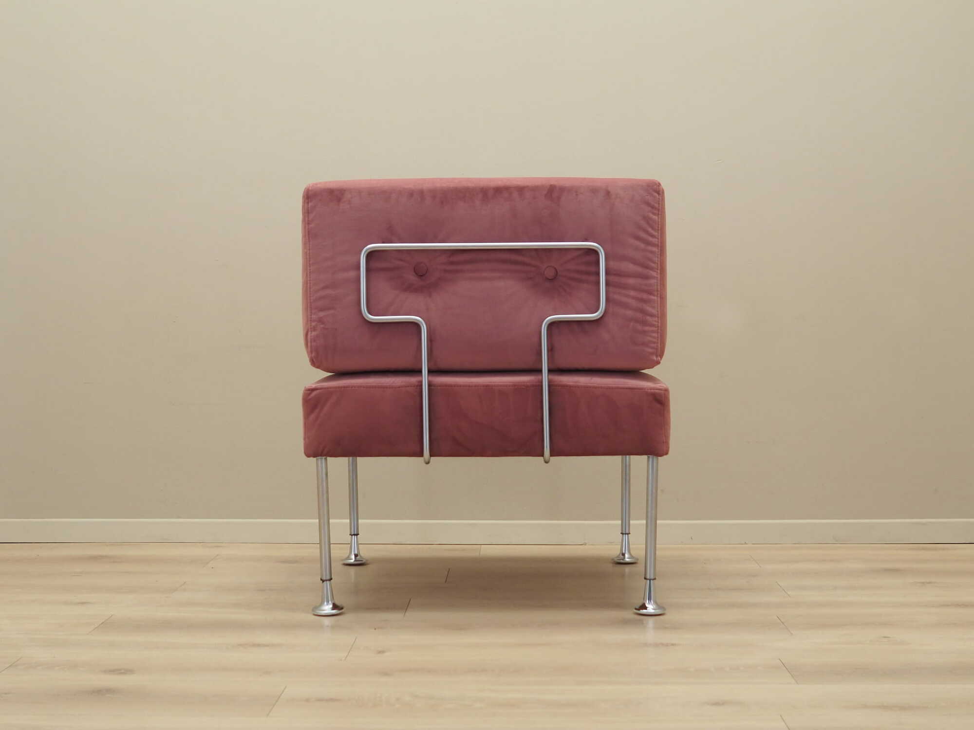 Vintage armchair velvet metal pink 1960s 6