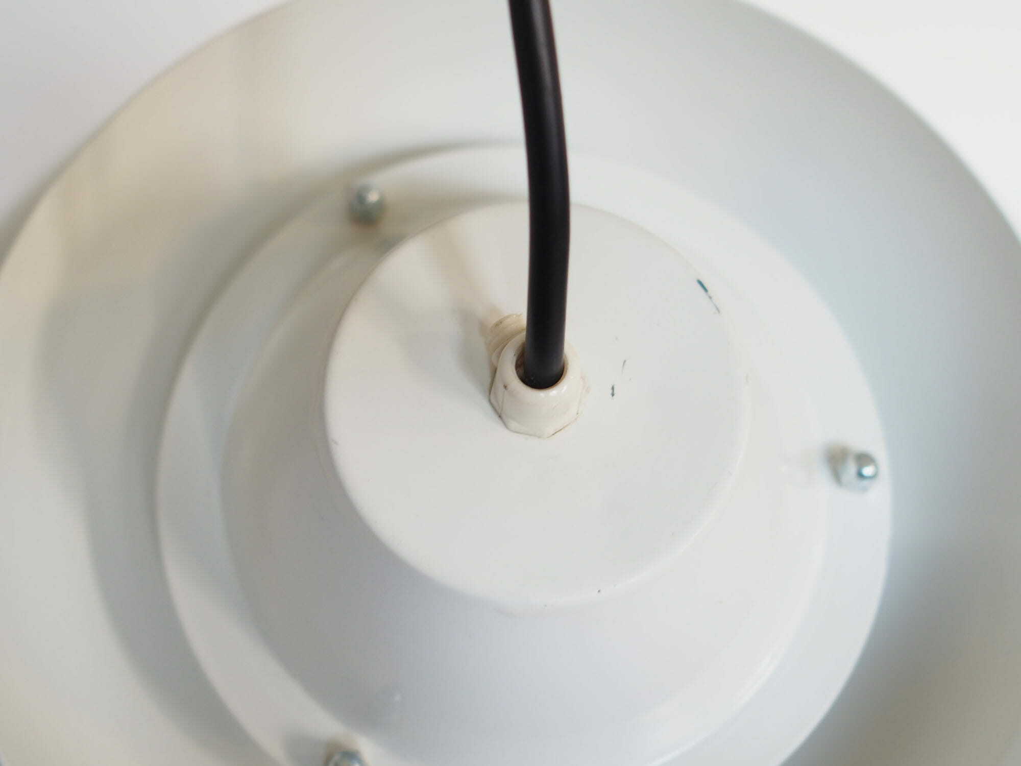 Vintage pendant lamp metal white 1970s 9