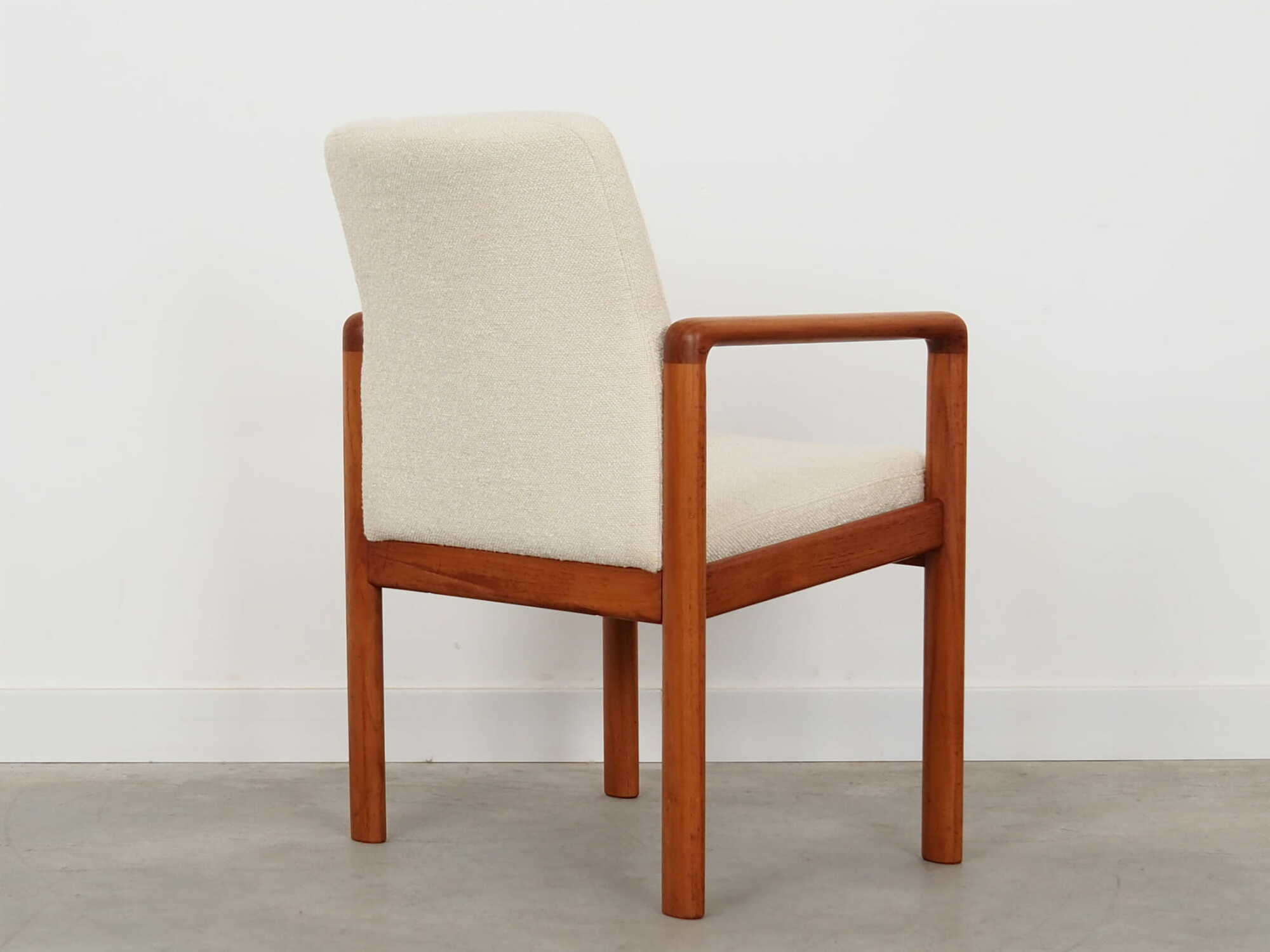 Vintage Chair Teak Wood Textile White 1970s 5
