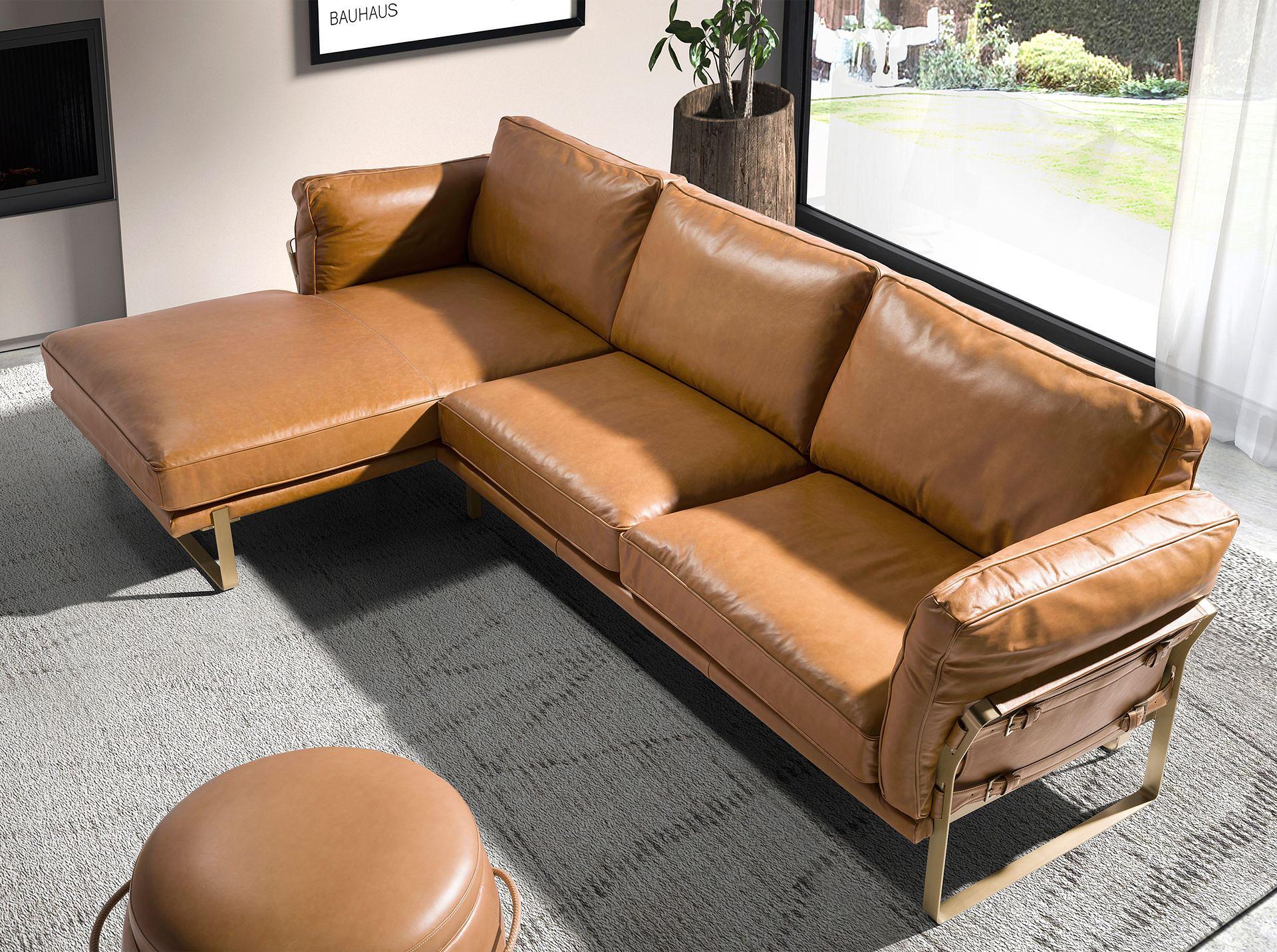 Linkes Récamiere-Sofa in kamelfarbenem Leder 6231 2