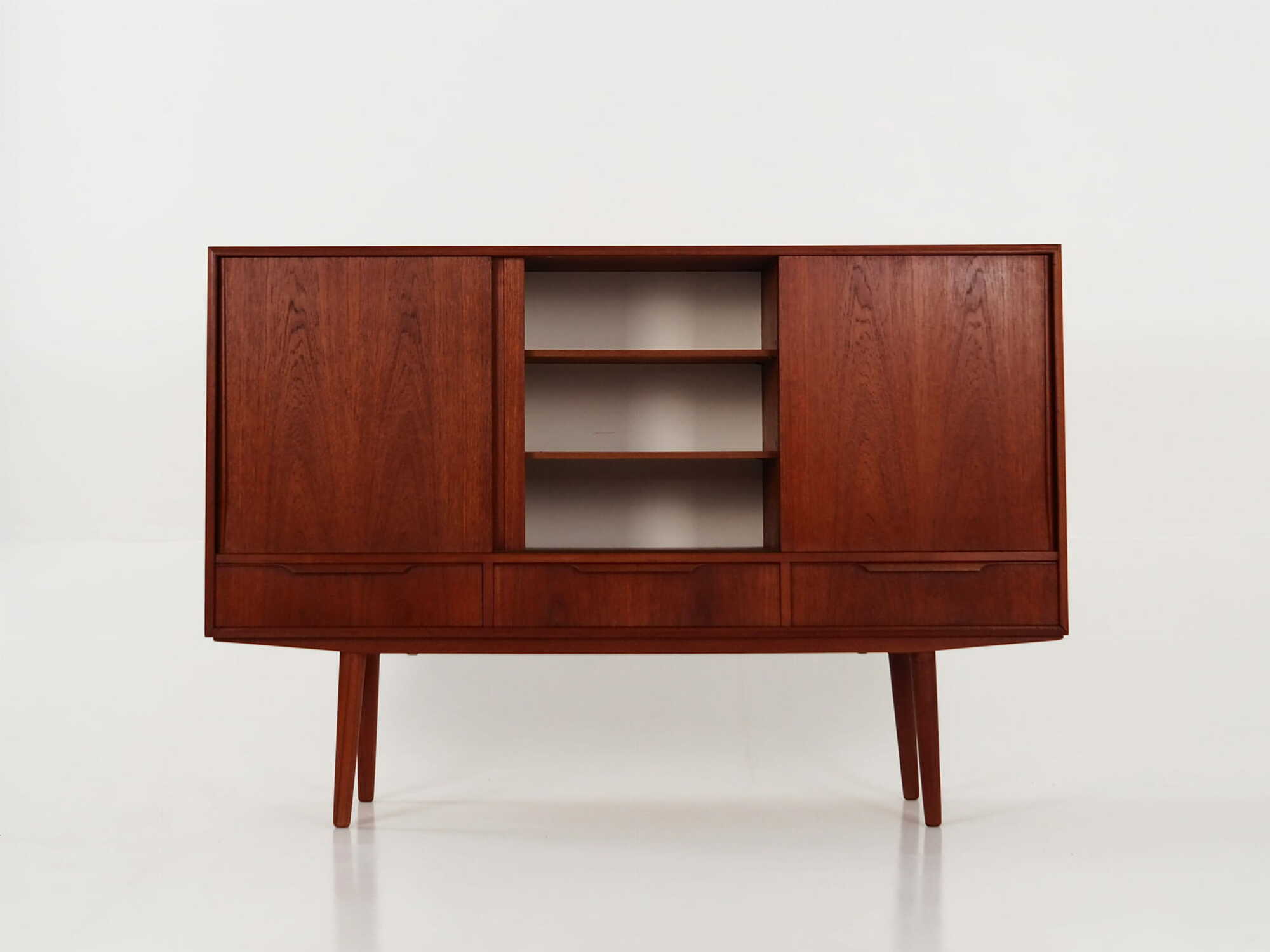 Highboard Teakholz Braun 1960er Jahre 2