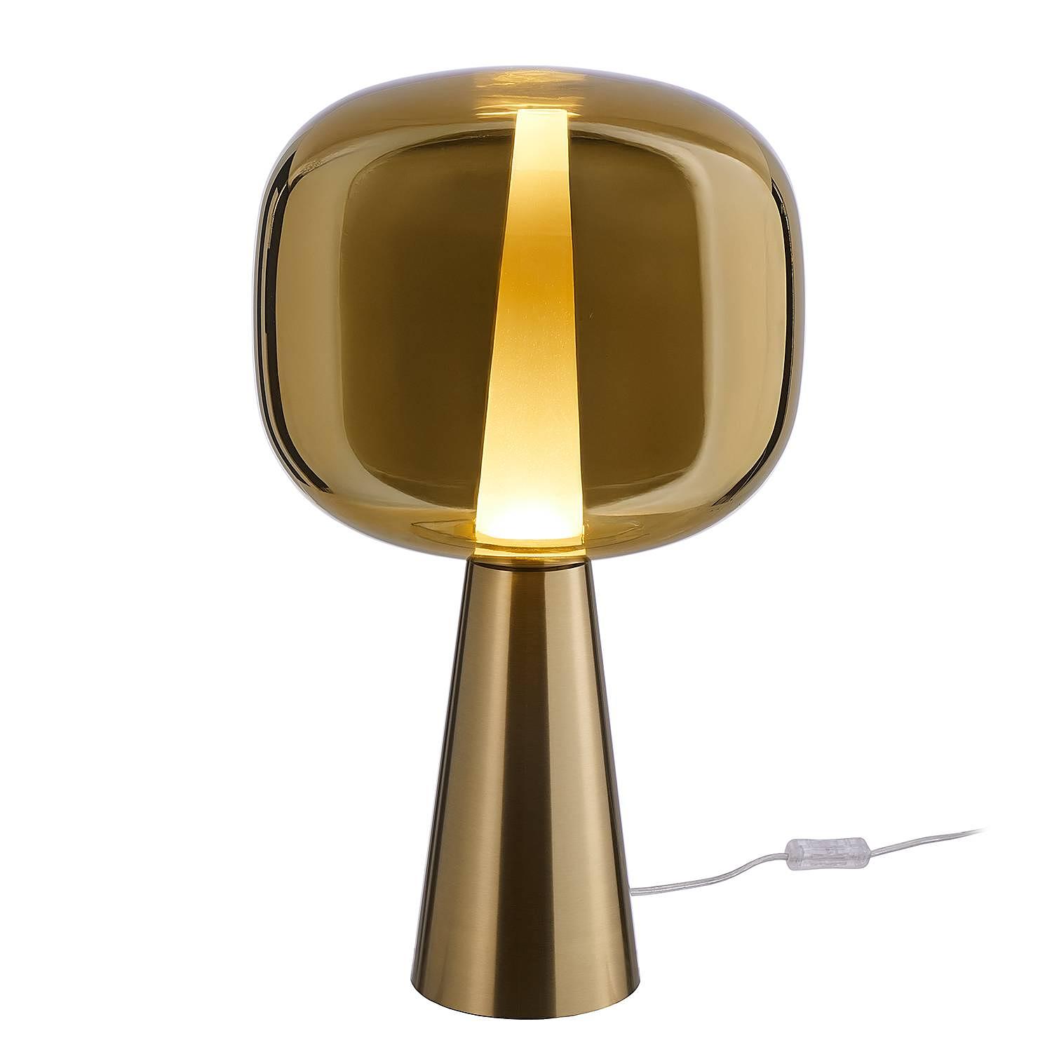 1-Flammig Art Deco Tischleuchte Farbglas Stahl 0