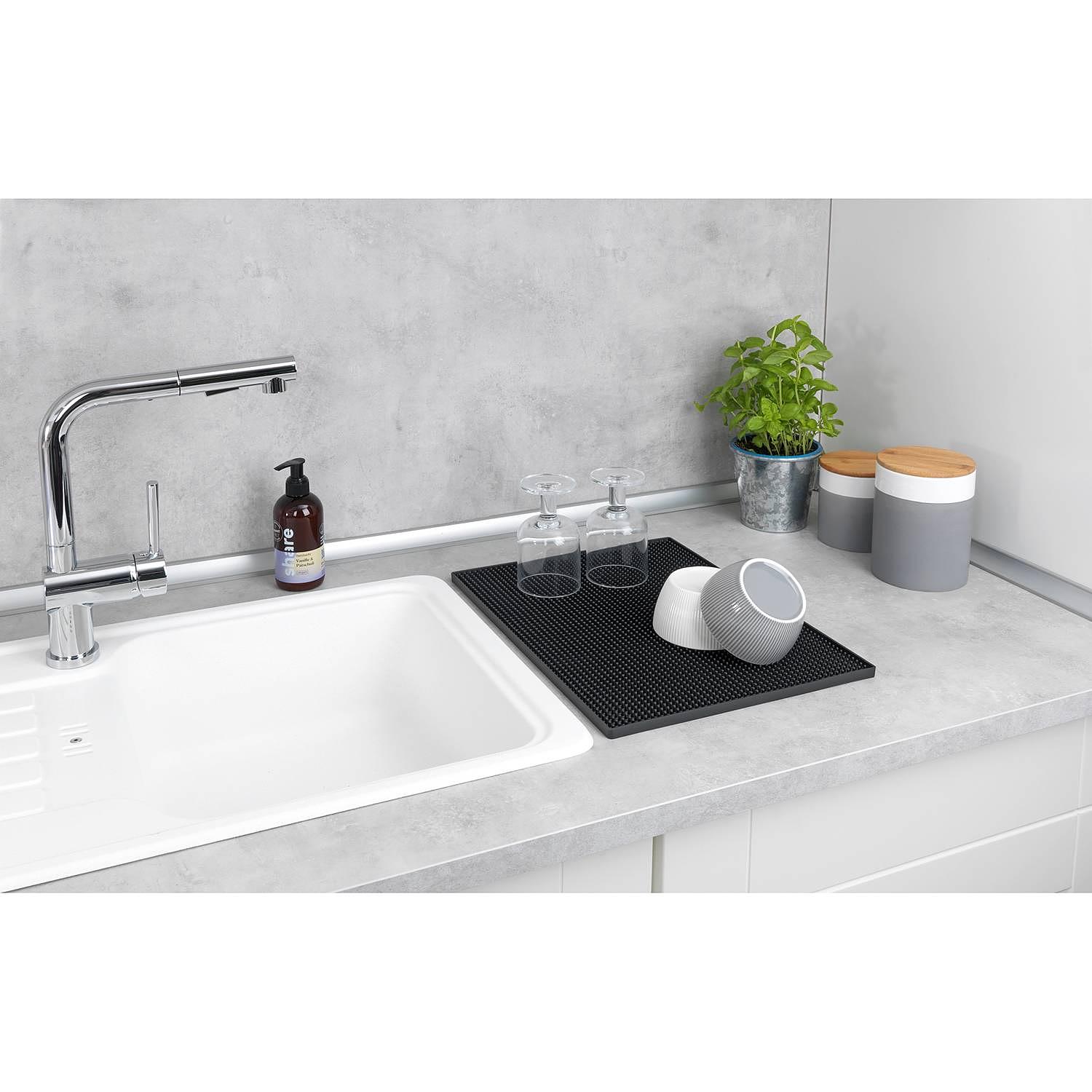 Abtropfmatte Maxi Edelstahl / Bambus Silber matt / Braun 2