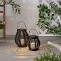 Solar lantern Sunshine Glow set of 2 plastic beige black 3