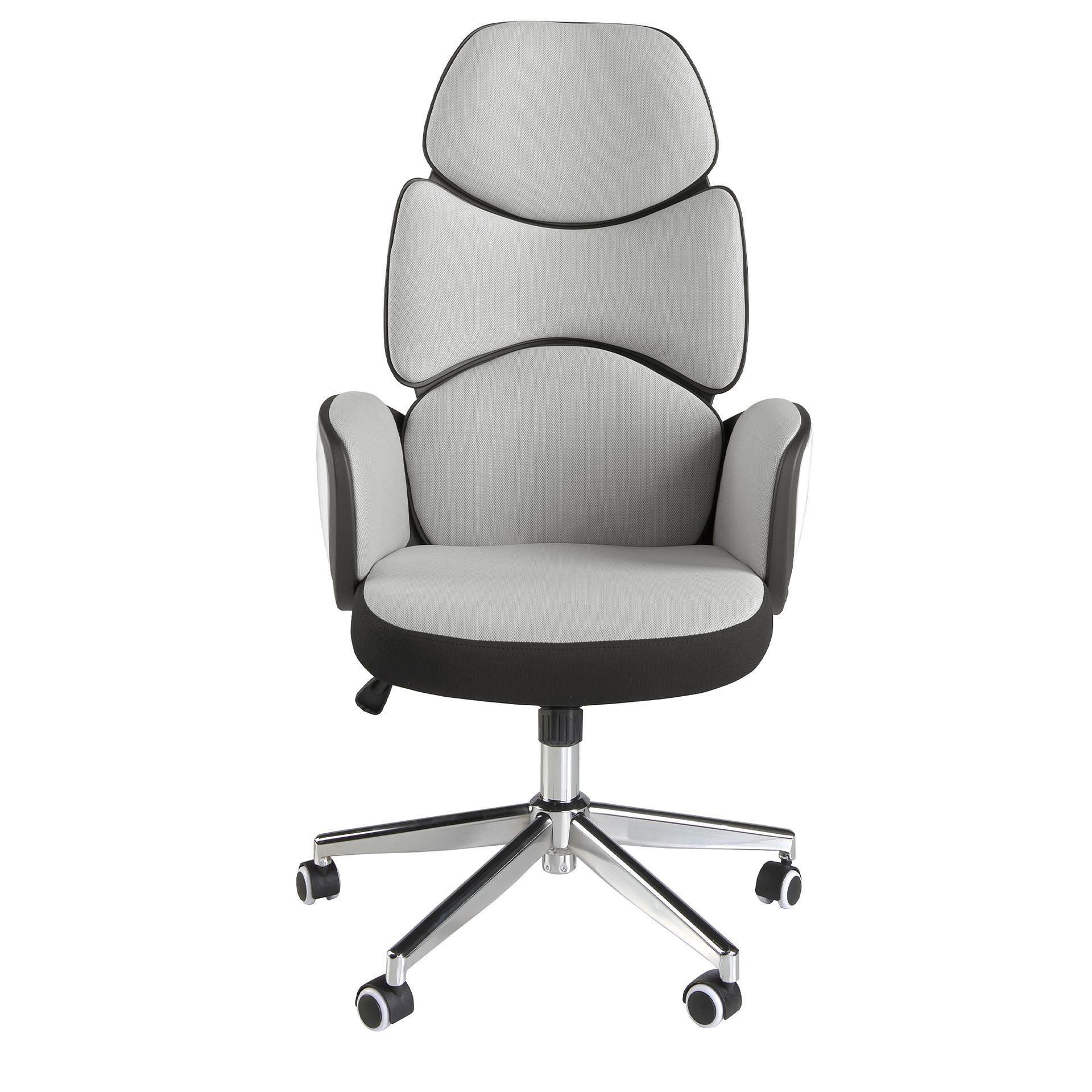 4142 Swivel Office Chair Light Grey White Glossy 5