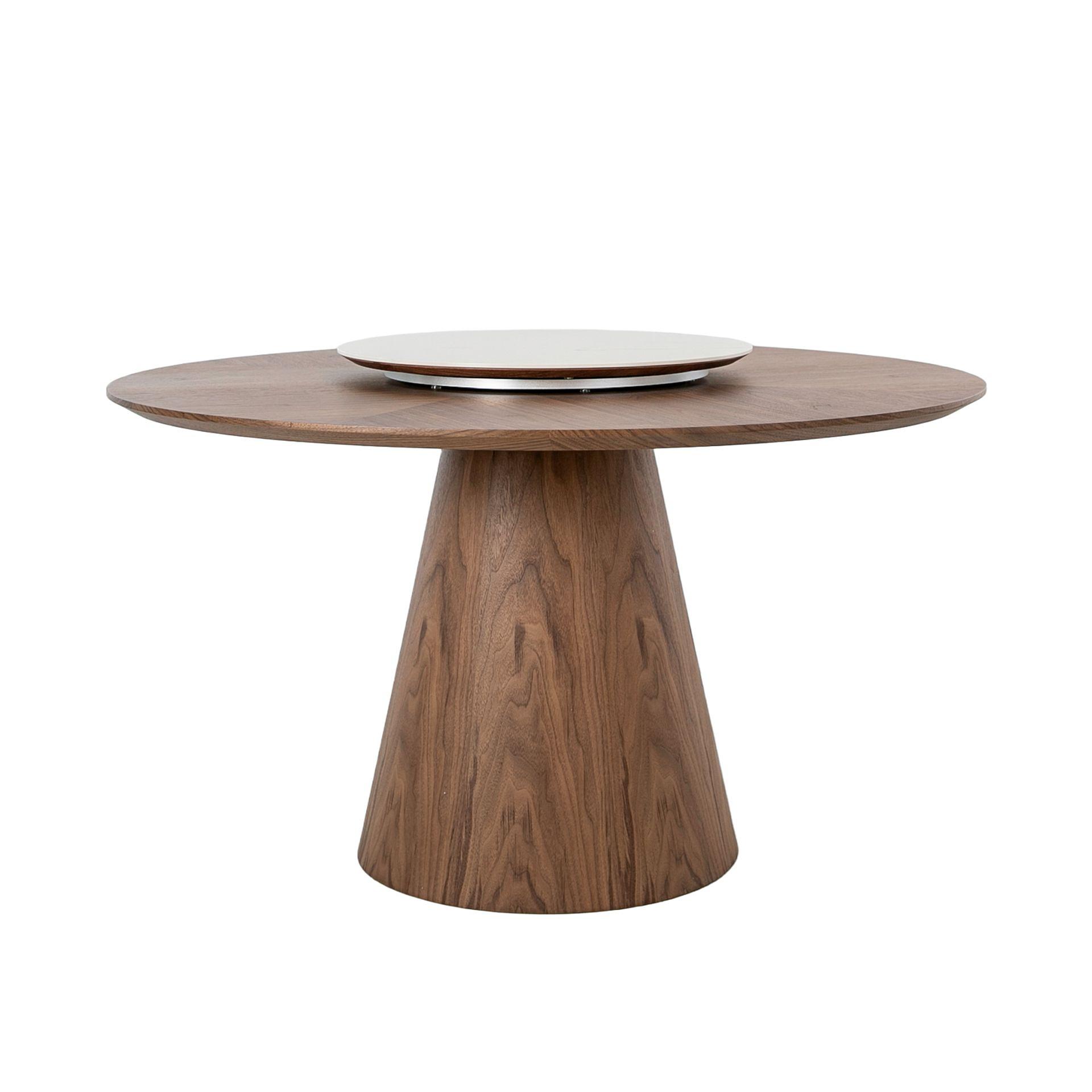 Rotating round dining table Walnut wood Ø 135cm 1