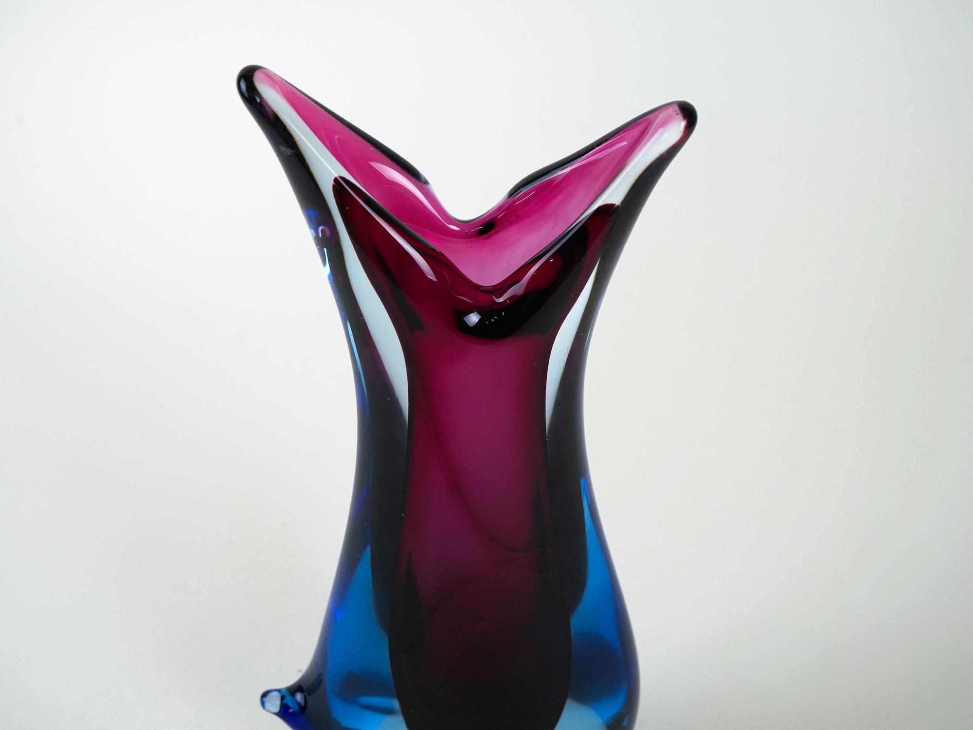 Vase Murano-Glas Blau 1960er Jahre 7