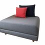 Hocker mit Schlaffunktion Wolle Holz Grau 8