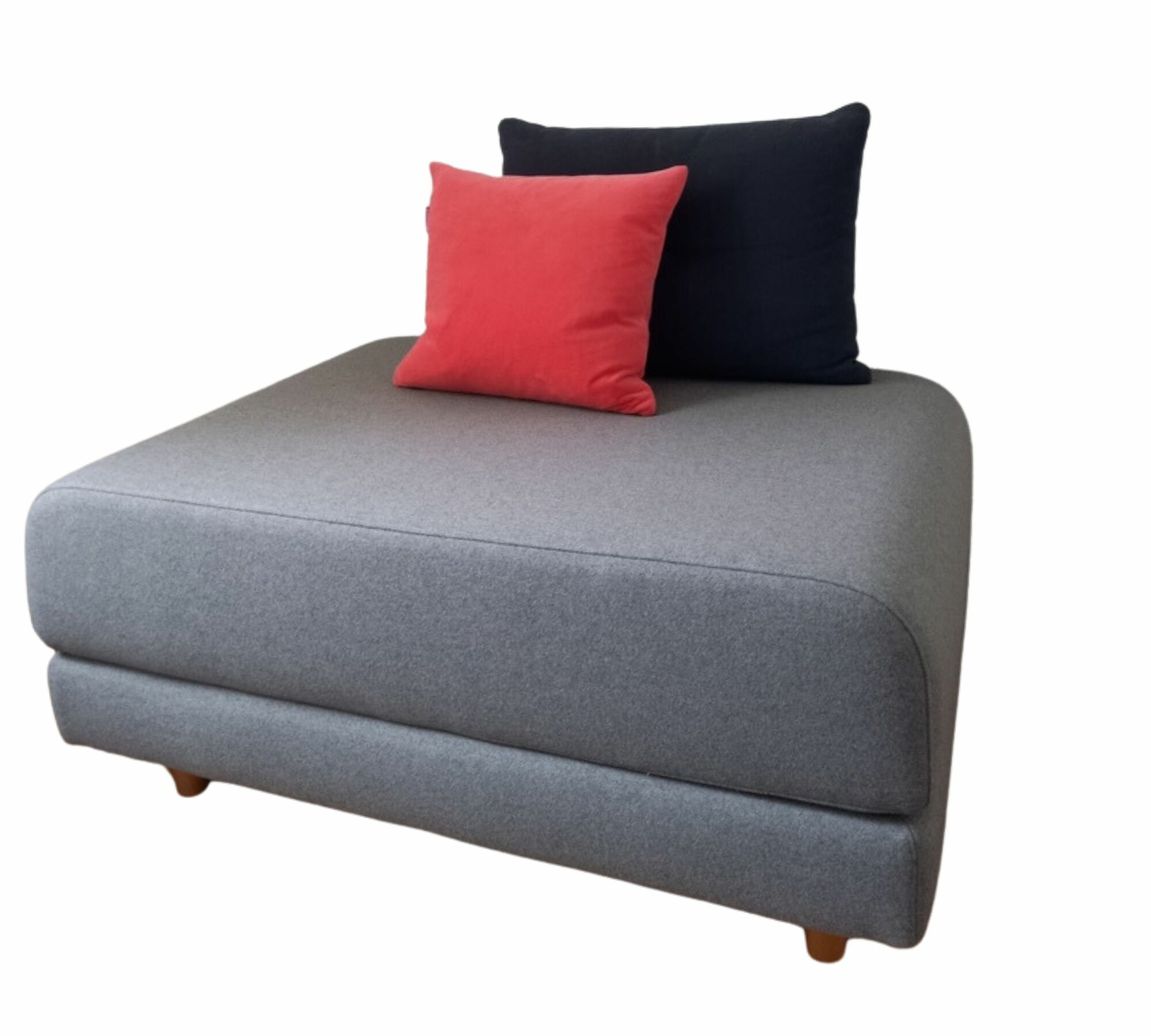 Hocker mit Schlaffunktion Wolle Holz Grau 8