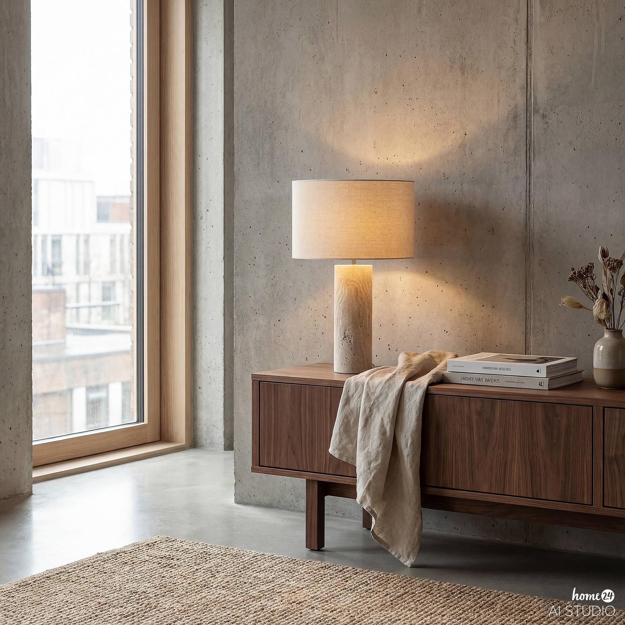 Juxo Tischleuchte 1-flammig Leinen Marmor 2