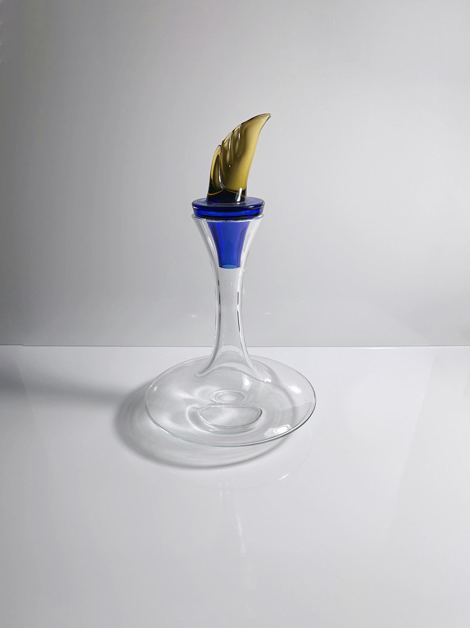 Vintage Postmodern Weinkaraffe Glas 0